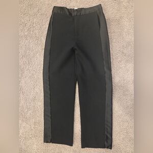 Girl's Black Dress Pants with Side Satin Stripe